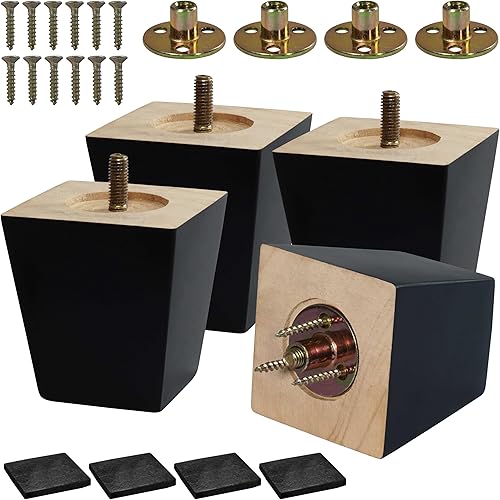 Miniatura 9 de CODIN (5 tamaños: 3-4-5-6-8 pulgadas) Juego de 4 patas de madera para muebles, patas cuadradas para sofá, patas de sofá, patas de sofá - Patas