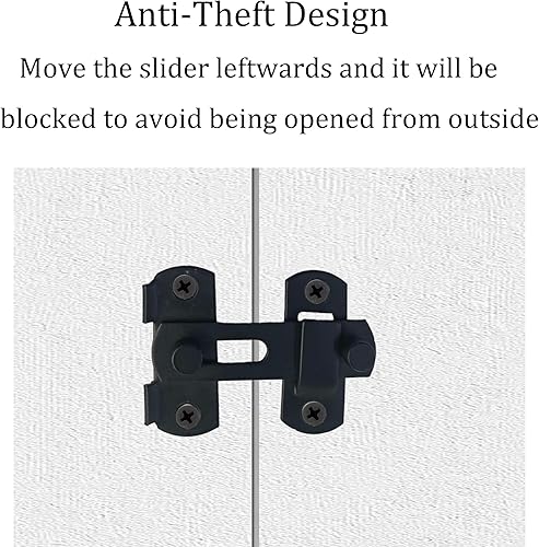 Miniatura 5 de 4 pestillos de puerta de granero de 2.75 pulgadas, cerradura abatible de 180° para puertas correderas, pestillos de puerta de seguridad