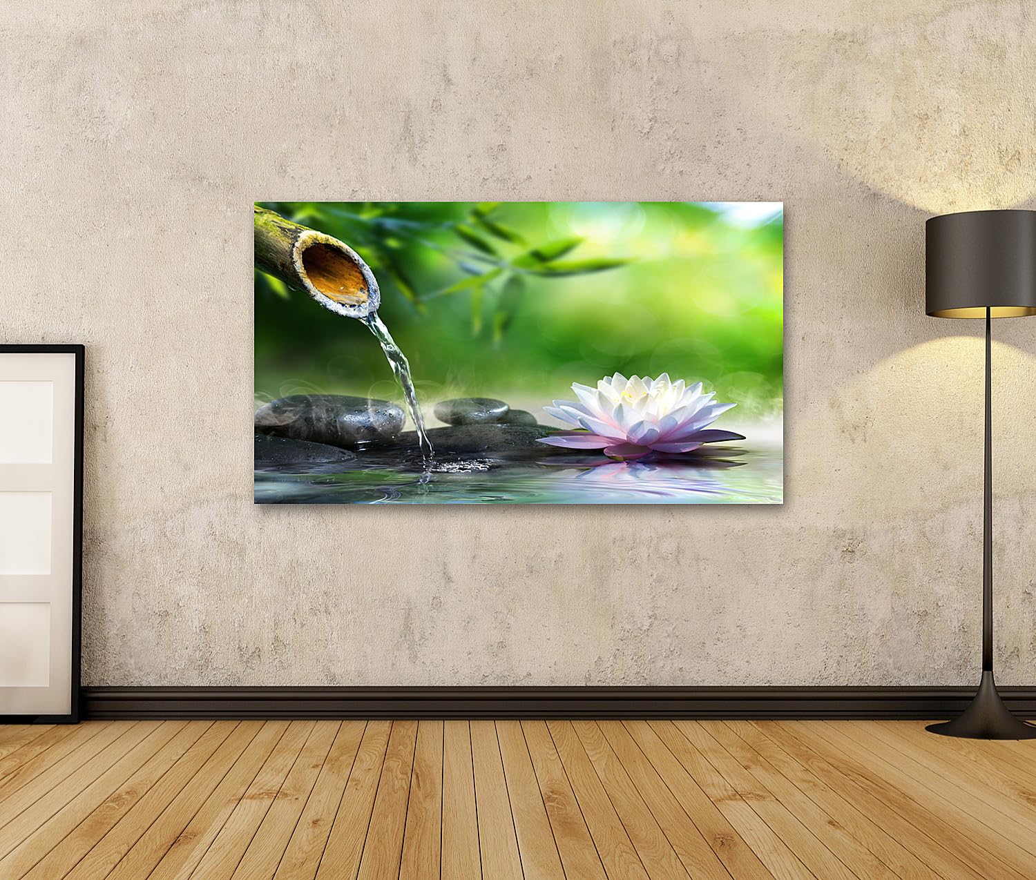 islandburner Tableau sur toile Bambou Eau Fleur de lotus dans le jardin Images murales Poster