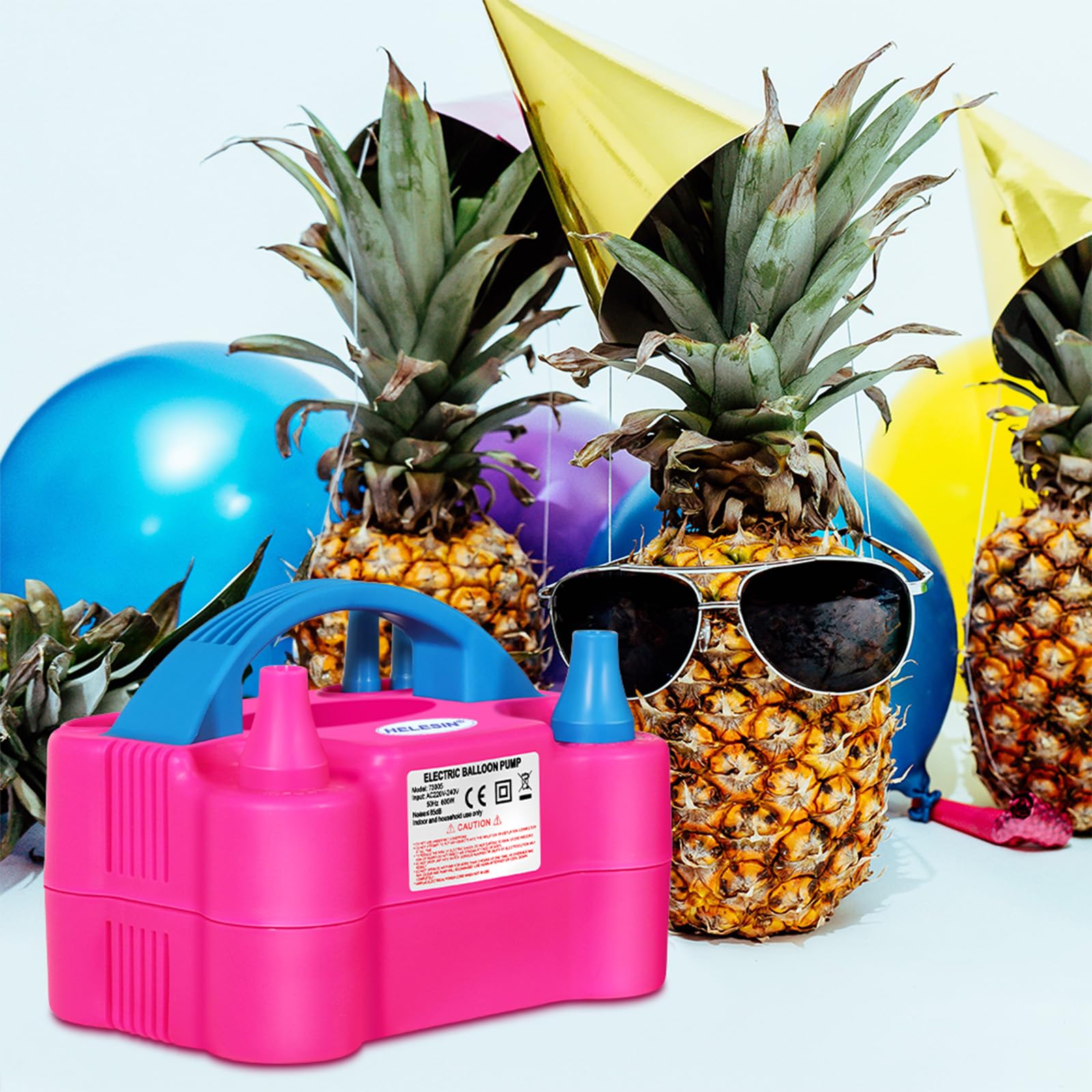 HELESIN Pompe à ballon électrique, 600 W, portable, avec 2 modes de gonflage, gonfleur pour décoration d'anniversaire, fête, Noël