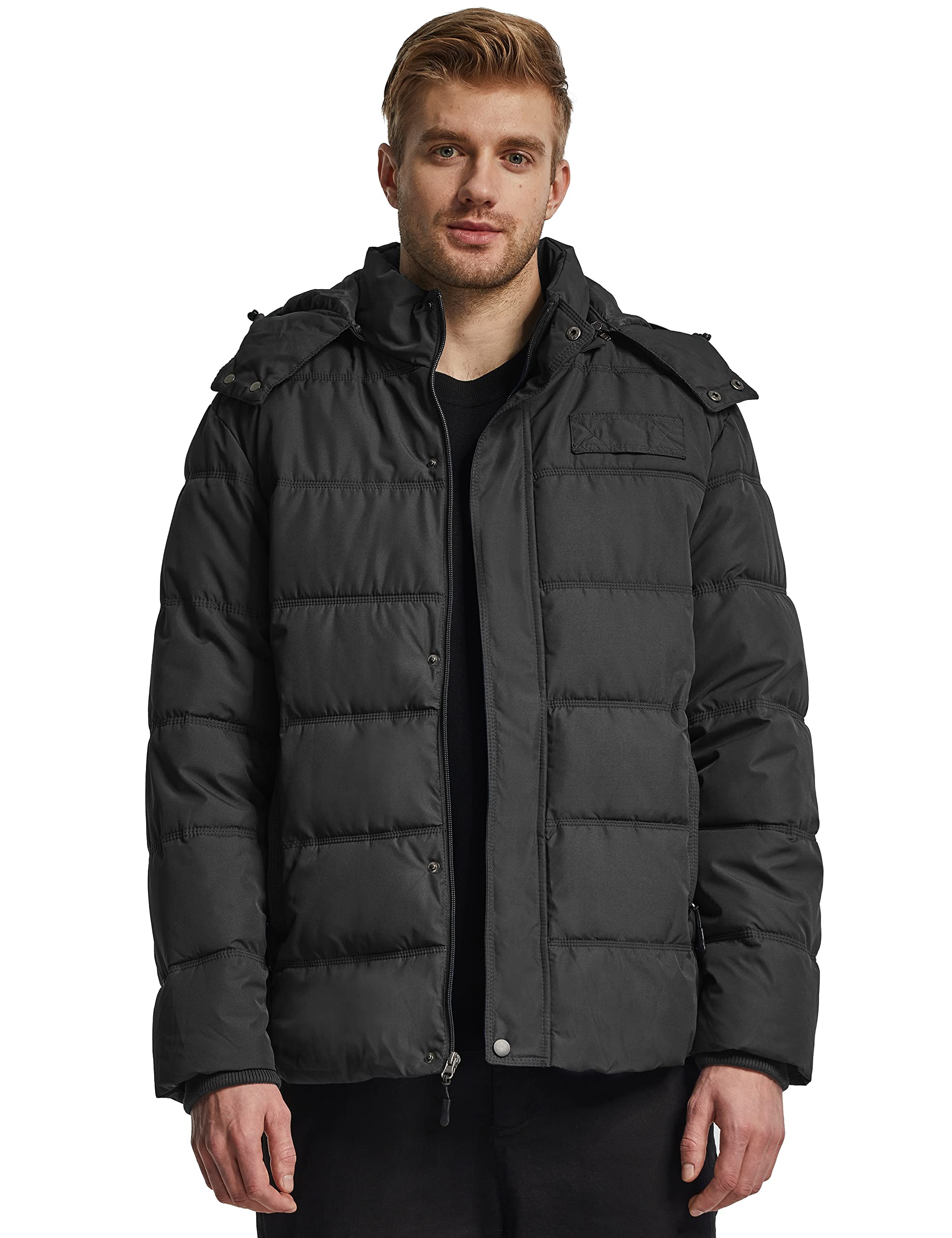 Wantdo Giacca con Cappuccio Antivento Invernale Parka da Lavoro Imbottita Cappotto da Esterno Trapuntato Giubbotto da Trekking in Cotone Uomo