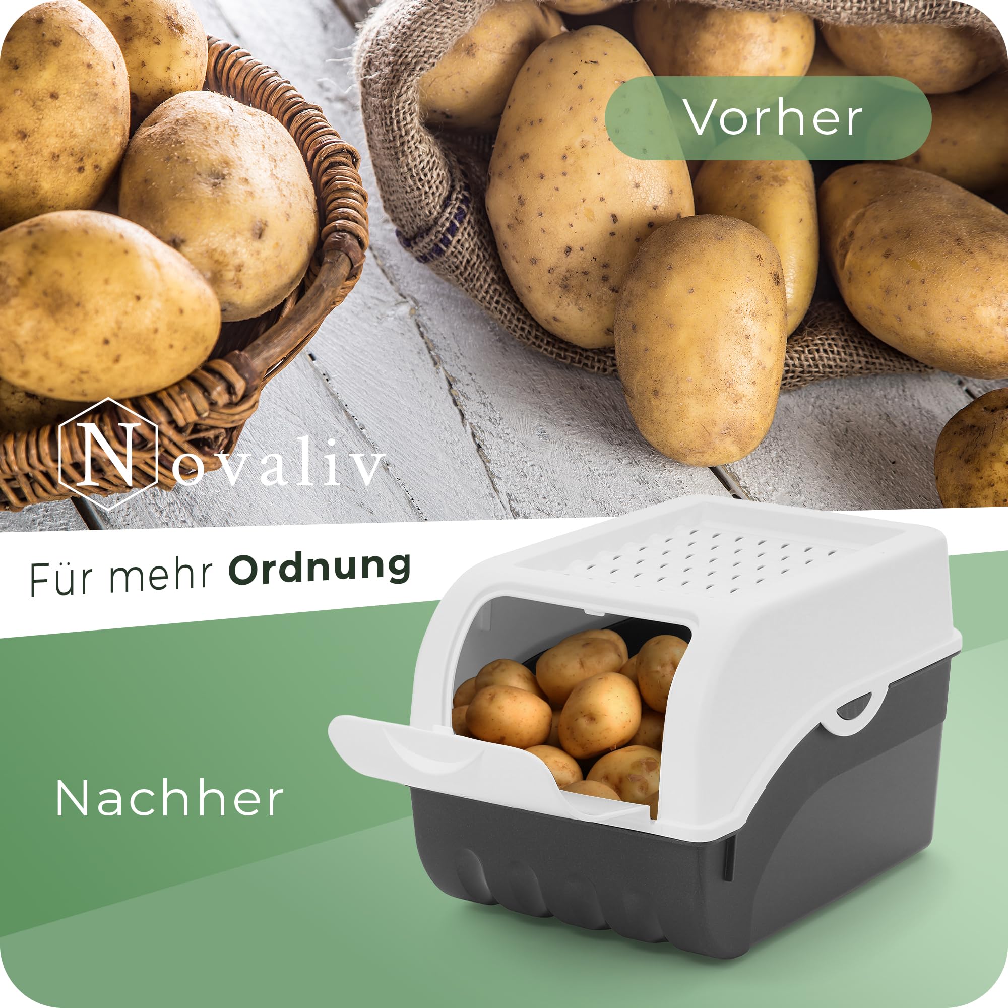 ARTECSIS Contenitore per patate – Bianco – Set da 3 S – 3,5 l