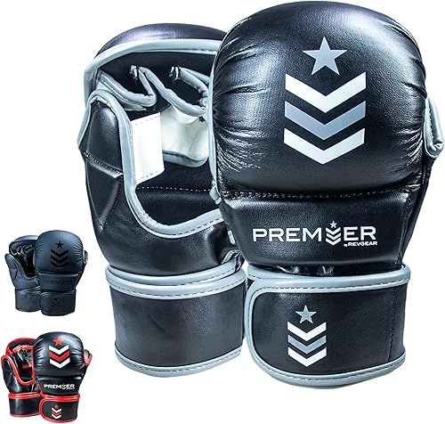 Revgear Guantes MMA Premier de 7 onzas, guantes de boxeo, guantes de entrenamiento de boxeo, guantes de bolsa pesada para hombres y mujeres, fuerte