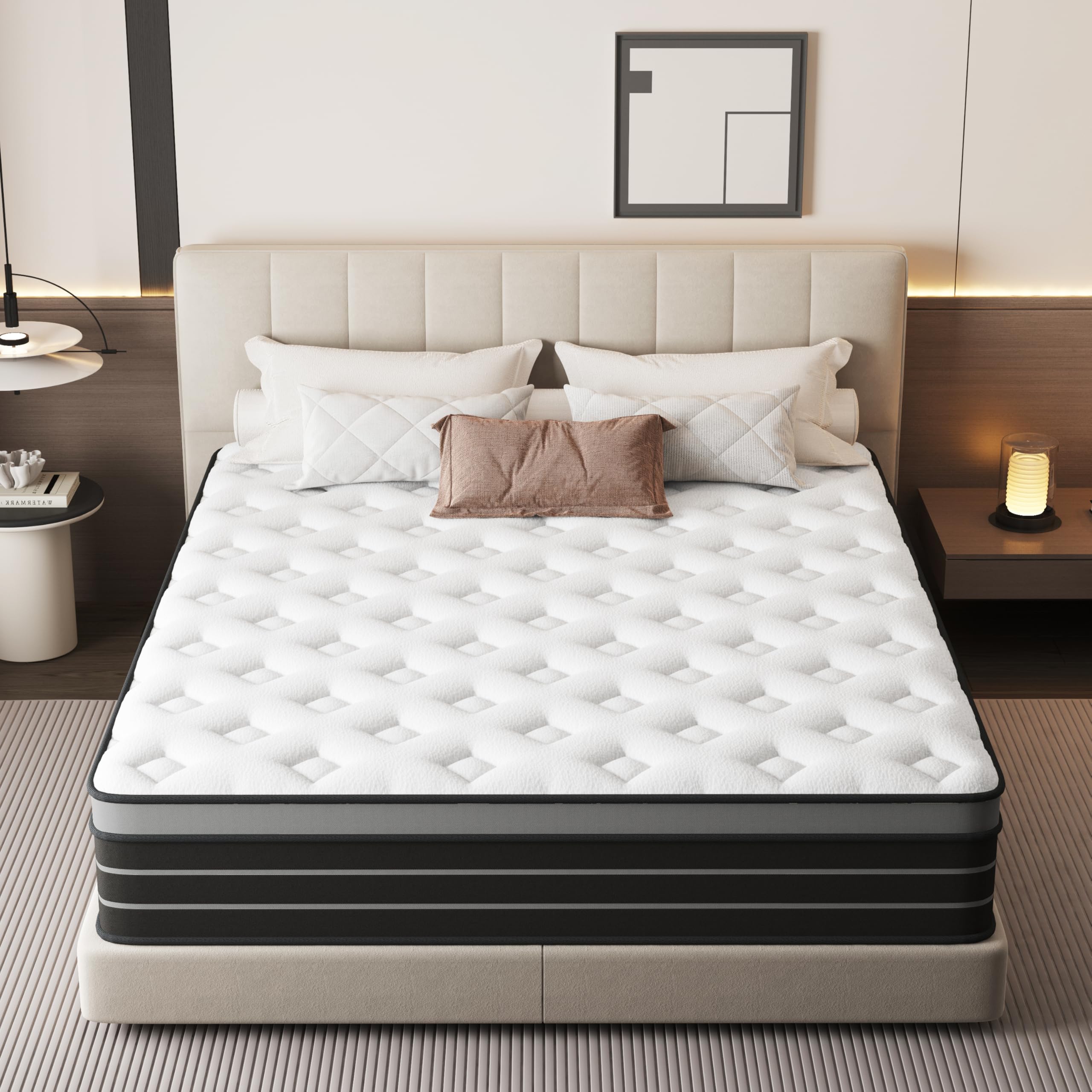 CBAEC-RSN King Size Mattress 5FT, 10 Inch Gel Memory Foam 7 Zone Orthopedic King Mattress Pocket Sprungs Medium Plush Feel with Motion Isolating - Medium Firm 10-Year Support (150x200x25 cm)
