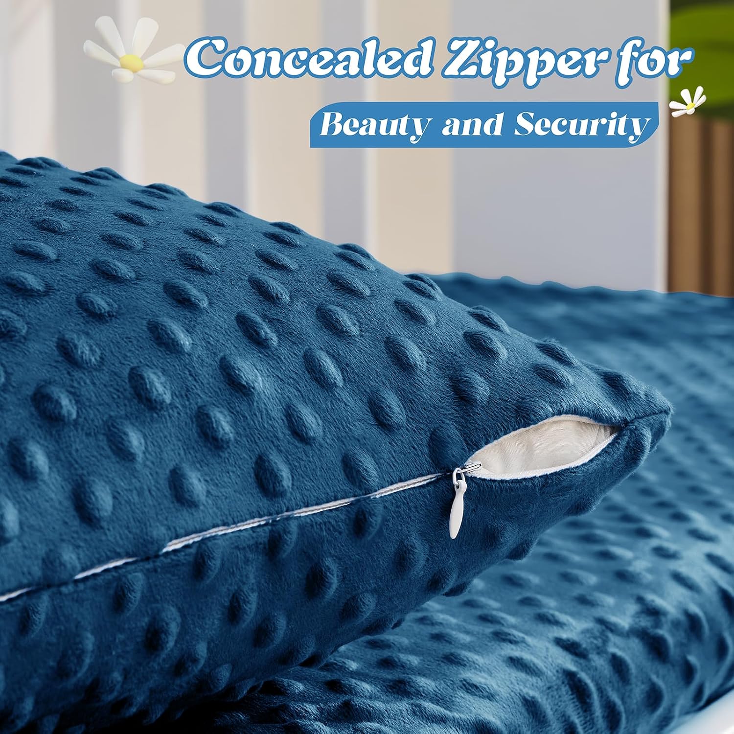 Entisn Toddler Pillowcase 13 x 18 Inch, 2 Pack Minky Dot Toddler Pillow Covers with Zipper Closure, Soft Fleece Pillow Shams for Nursery, Girls, Boys (Navy Blue)