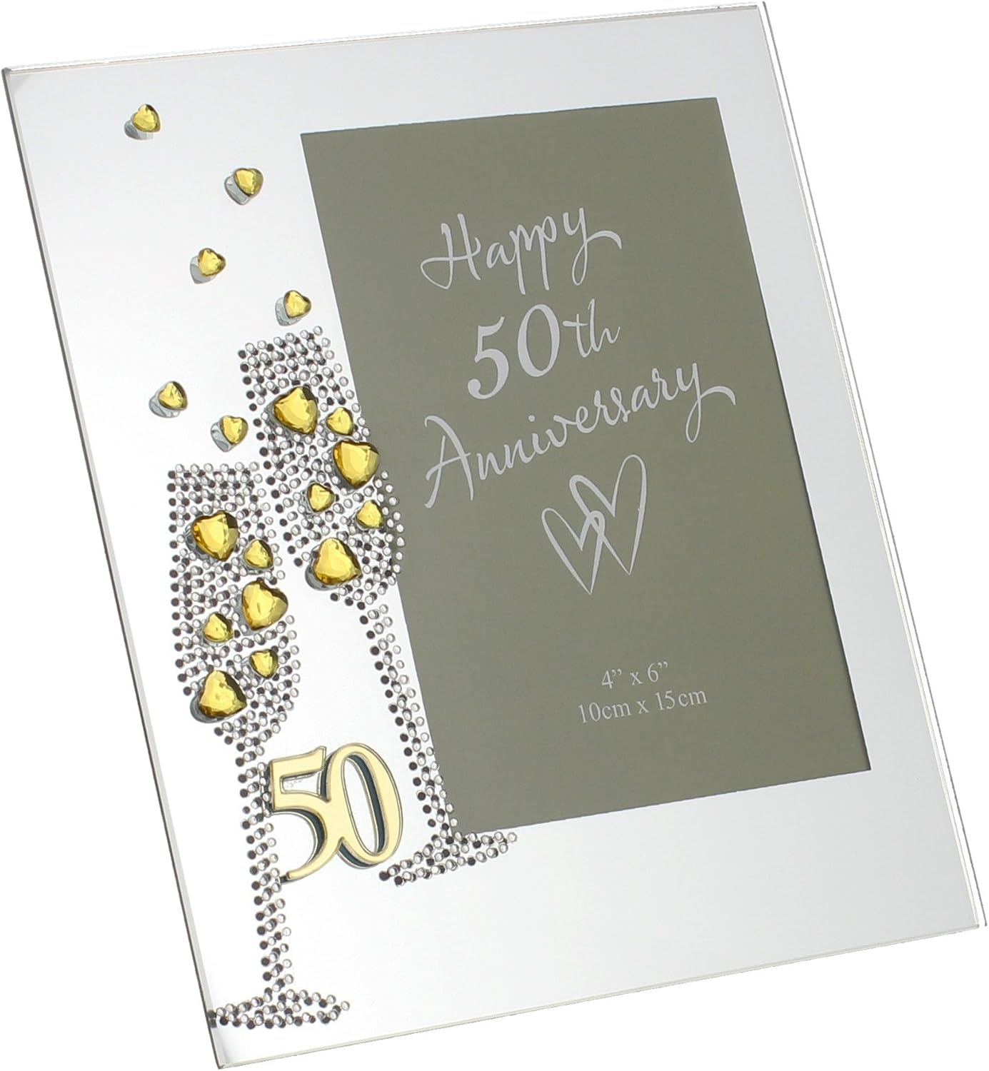 Flute Diamante 50th Anniversary Mirror Frame 4 x 6