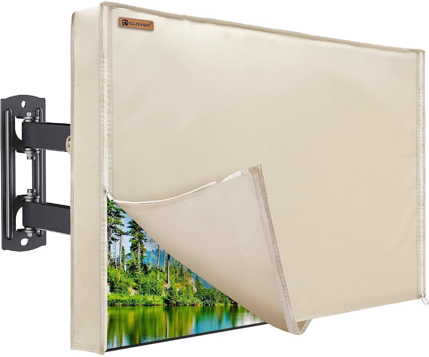 IC ICLOVER Outdoor TV Cover 60-65 Inch, 600D Heavy Duty 4 Season Weatherproof TV Screen Protector with Waterproof Zipper & Remote Control Pocket, Outside Television Enclosure for LED, LCD TVs -US Flag