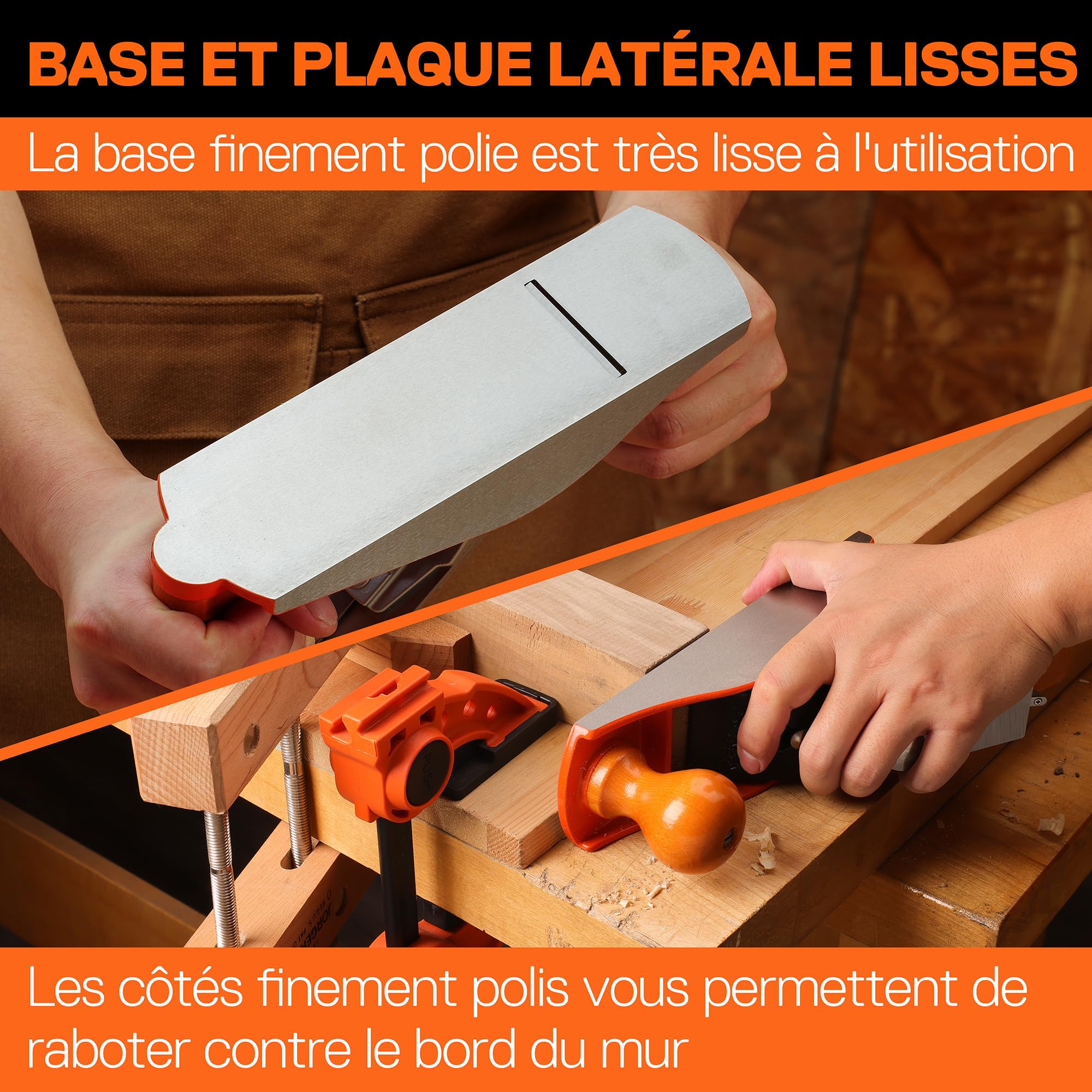 JORGENSEN Rabot N°4 à Bois, Rabot à Main Menuisier Manuel pour Travail du Bois, Corps en Fonte, Réglage de Profondeur de Coupe, Finition Précise pour Ébéniste, etc