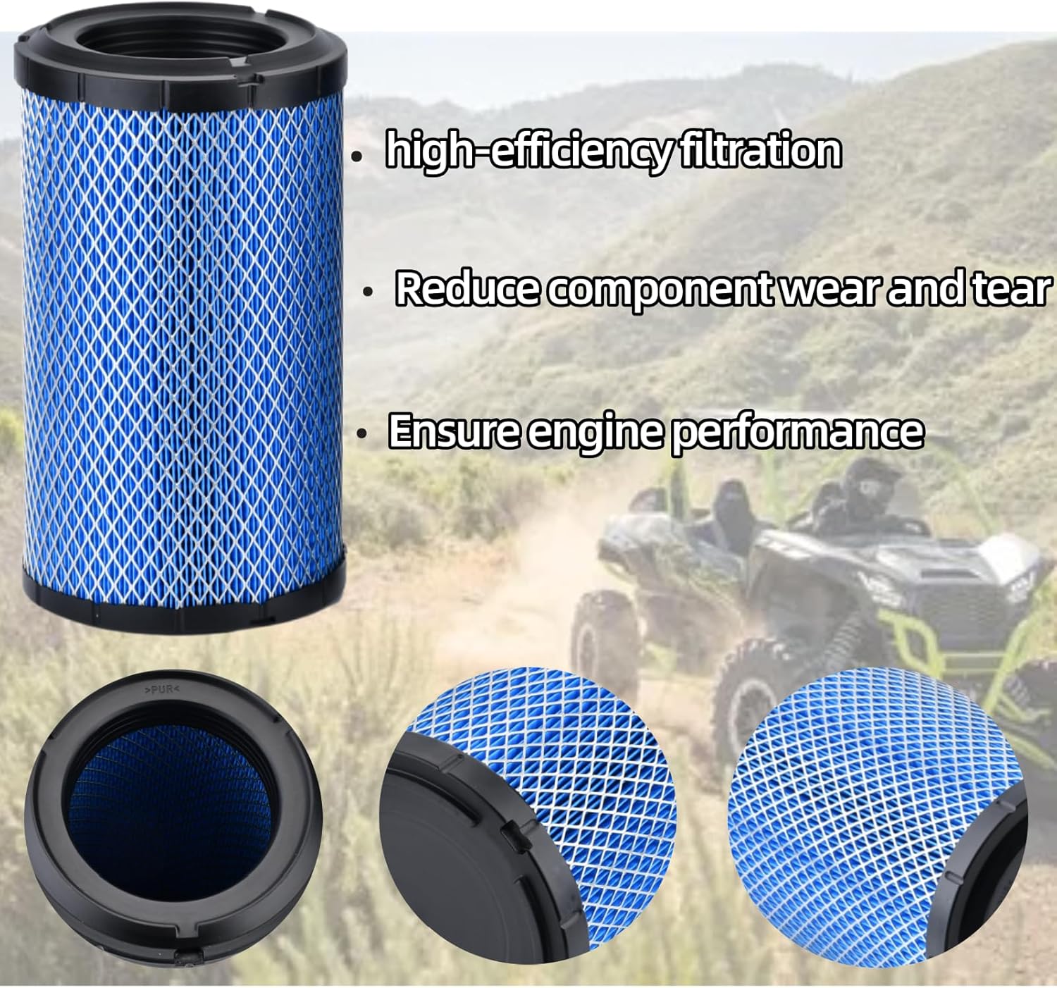 (2PCS) 11013-0782 Air Filter Compatible with Kawasaki 2020-2024 Teryx KRX 1000 2023-2024 KRX4 1000 Engine