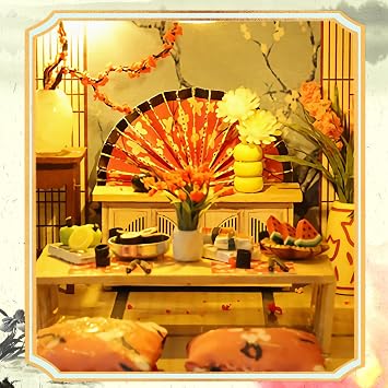 Cuteefun Japanese Miniature Dollhouse Kit, with LED Light -Leisure Yard | Make Your Own Dream House Model, Creative Handmade for Adult Teen, Exquisite Home Decor, Unique Gift for Birthday Christmas