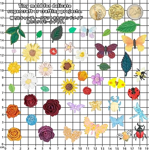 Miniatura 6 de Moldes de silicona para fondant con diseño de hojas de rosas y flores, paquete de 6 unidades, 44 cavidades para fundición de joyas epoxi de resina