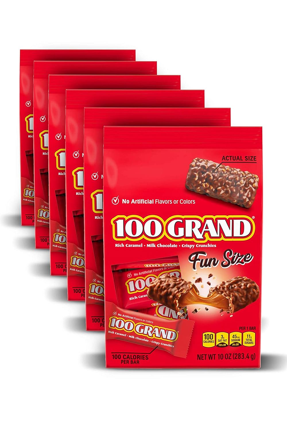 100 Grand Milk Chocolate Fun Size Candy Bars, Bulk Individually Wrapped Ferrero Candy Bag, 10 oz, 6 Count