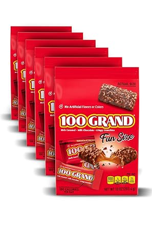100 Grand Milk Chocolate Fun Size Candy Bars, Bulk Individually Wrapped Ferrero Candy Bag, 10 oz, 6 Count