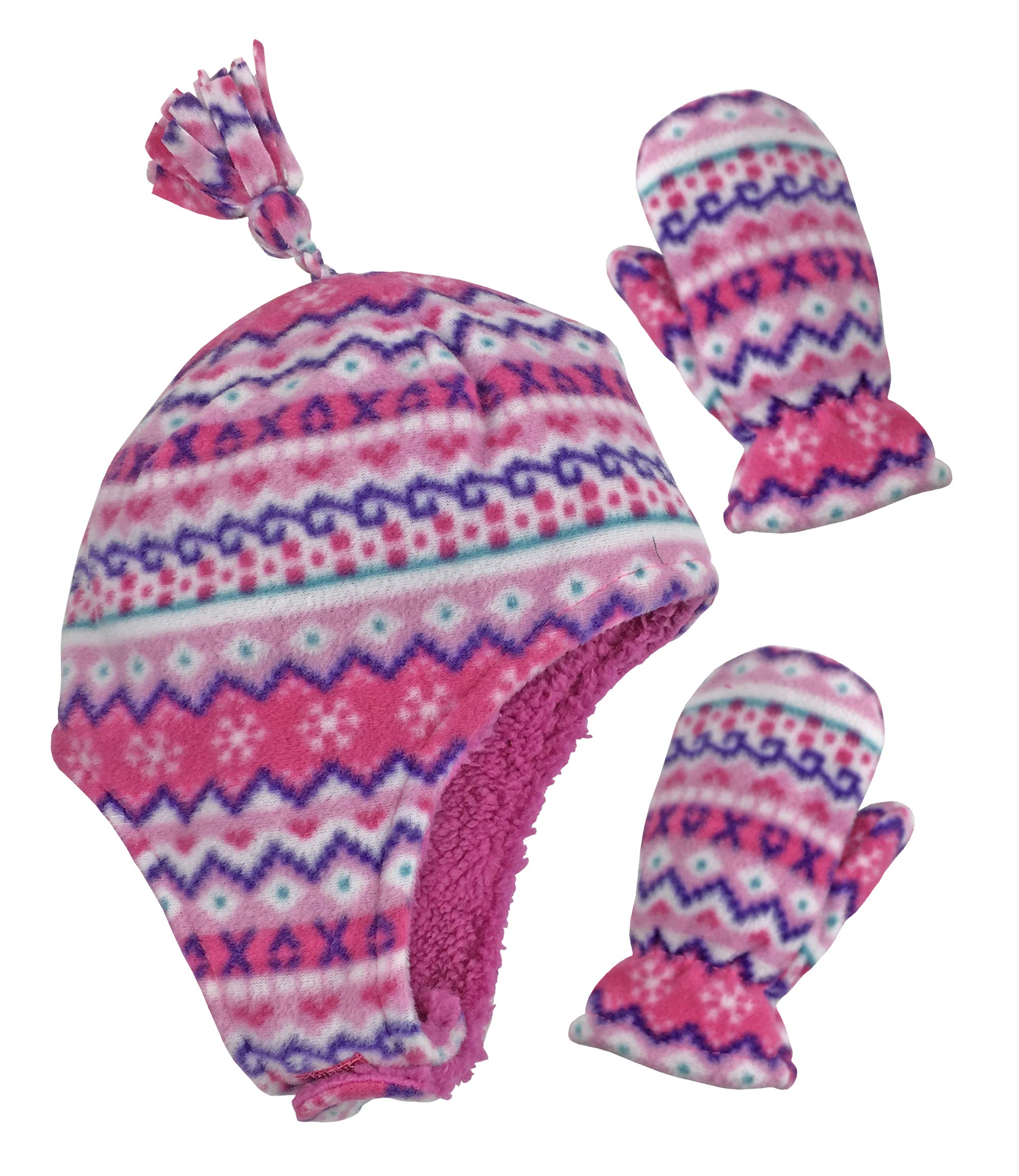 N'Ice Caps - Juego de manoplas de forro polar para bebé, diseño de gorro - Púrpura - 2-3 años