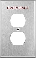 Vista 112 de ENERLITES Placa de pared de metal dúplex para receptáculos, cubierta de salida de acero inoxidable, resistente a la corrosión, tamaño de 1 banda