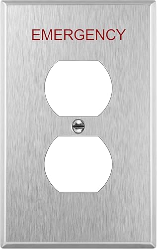 Miniatura 20 de ENERLITES Placa de pared de metal para receptáculo dúplex, tapa de tomacorriente, resistente a la corrosión, tamaño estándar de 1 banda, 4.50 x 2.76