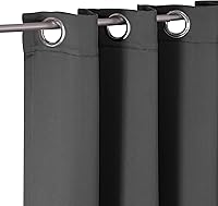 Vista 180 de ChrisDowa - Cortinas blackout con ojales para habitación y sala, juego de 2 paneles de cortinas con aislamiento térmico, gris oscuro, 42 x 63