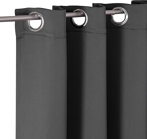 Miniatura 180 de ChrisDowa - Cortinas blackout con ojales para habitación y sala, juego de 2 paneles de cortinas con aislamiento térmico, gris oscuro, 42 x 63