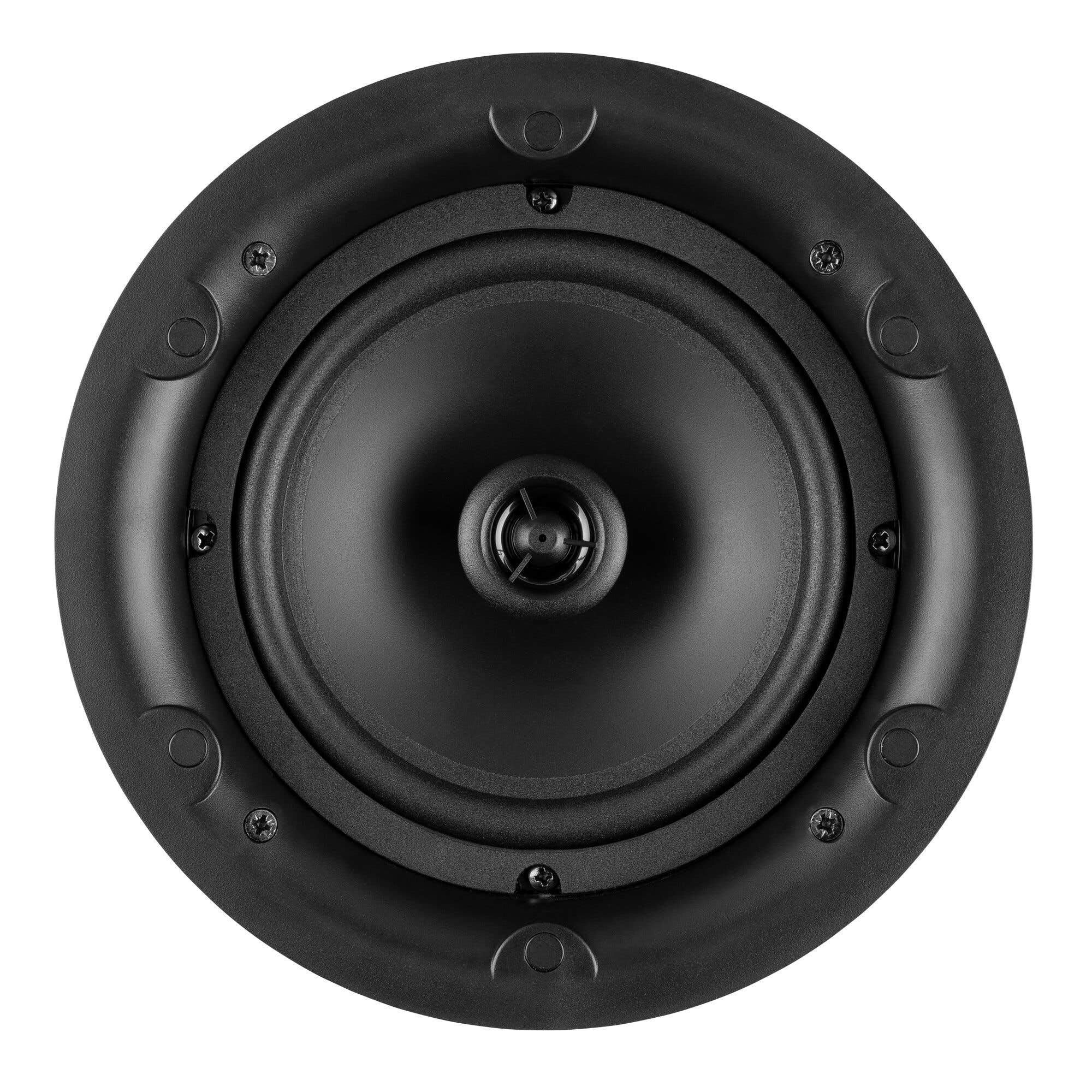 Power Dynamics Powerline B50BSet Amplificateur Mural Stéréo 2x25W Noir avec 2 Enceintes de Plafond 6,5" Blanches, Installation Discrète, Idéale Maison et Pro
