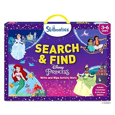 Skillmatics Search and Find Disney Princess Educational Game - Reusable Preschool Learning Activities, Christmas Toys, Art & Crafts, Gifts for Toddlers & Kids of Ages 3, 4, 5, 6