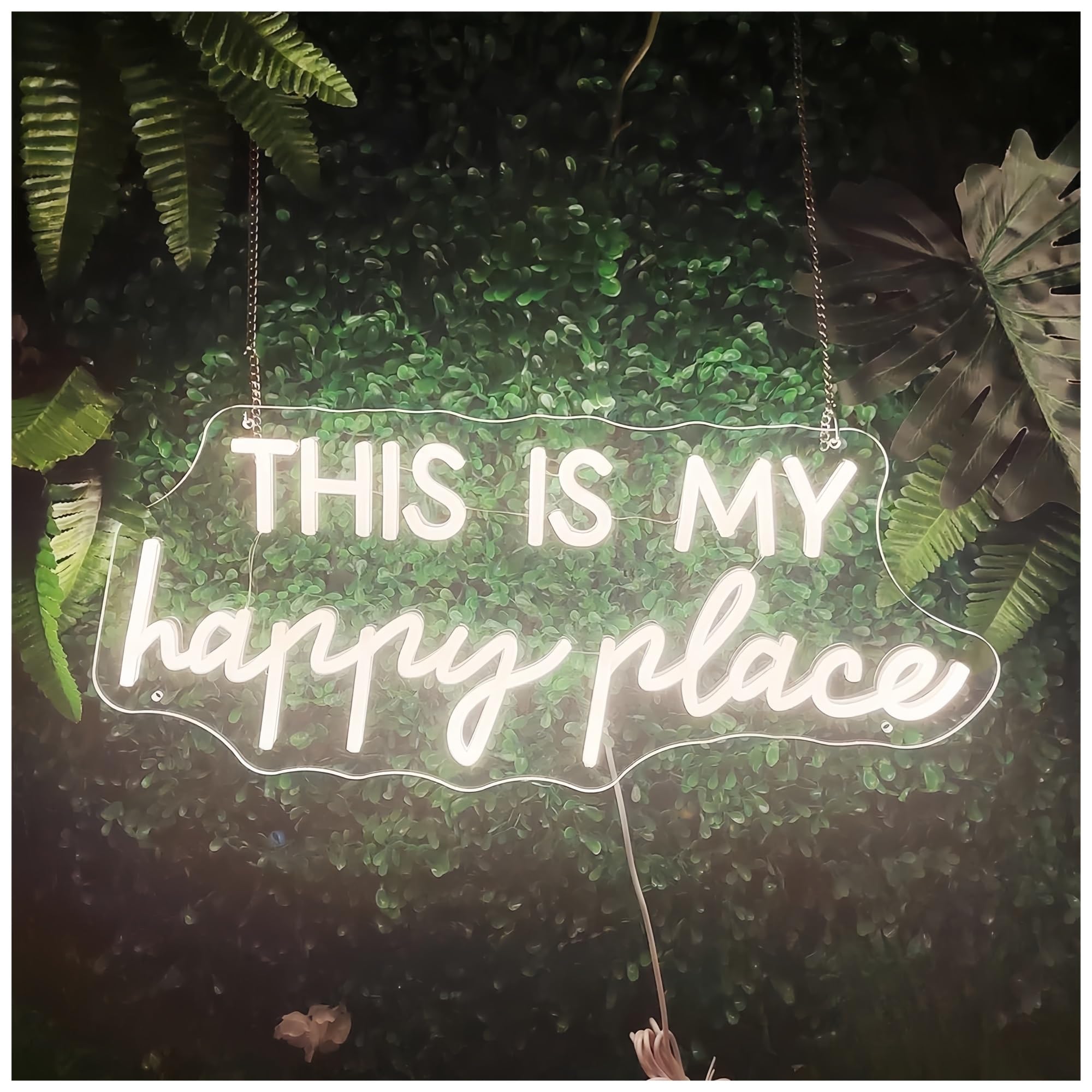 SHOUXI Sign Lamp This is My Happy Place Neon Signs, for Wall Decor Bedroom Decor Housewarming(65X26.5cm)