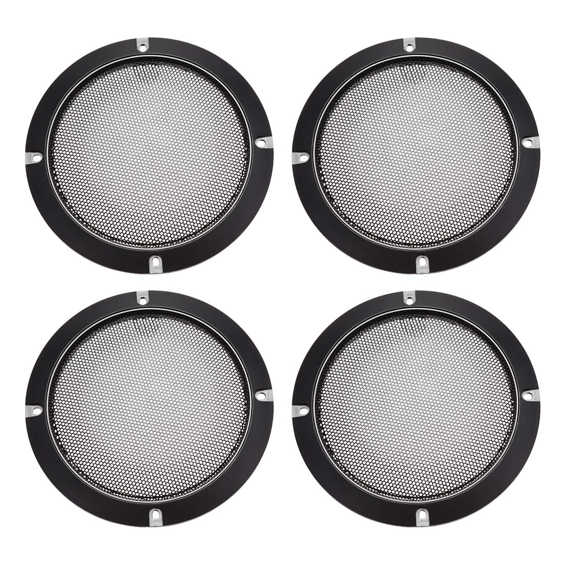 uxcell Speaker Grill Cover 5 Inch 153mm Mesh Decorative Circle Subwoofer Guard Protector Black 4pcs