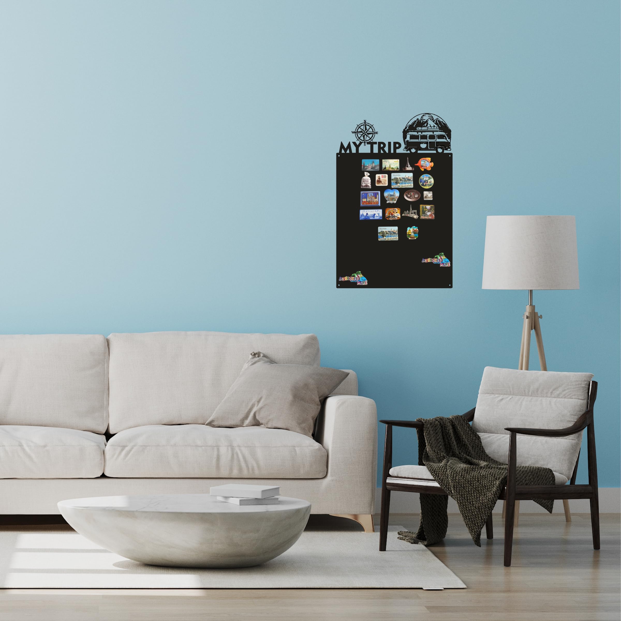 Pizarra Magnética Negra 74x49 cm - Pizarra Magnética de Metal - Magnética - Pared Magnética - Montaje En Pared - Para Salón - Cocina - Pasillo - Habitación Infantil