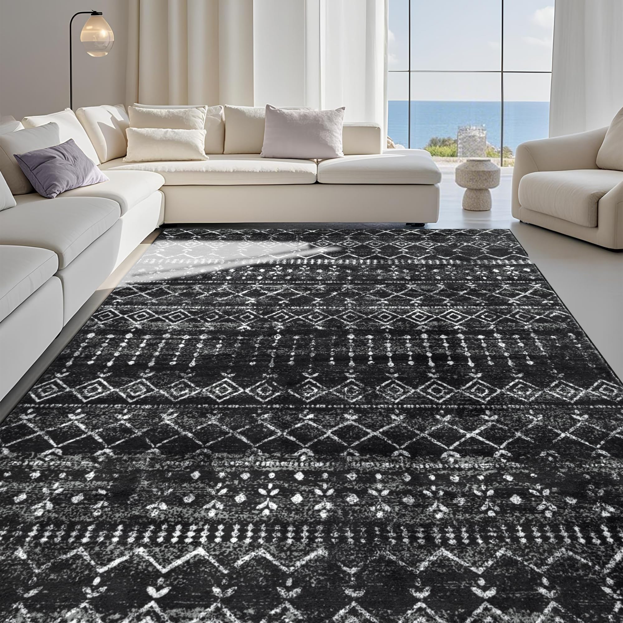 Tapis doux pour salon moderne idéal pour réchauffer les sols