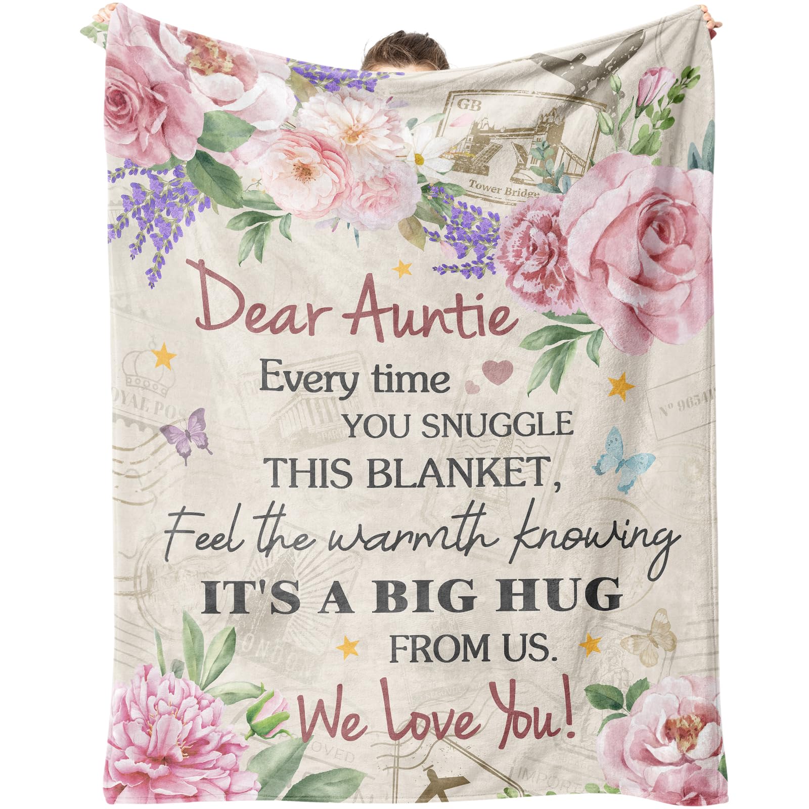 Dozon Auntie Gifts, Auntie Birthday Gifts Blanket, Best Aunty Gift from Nephew Niece, Presents for Auntie, Aunty, Aunt on Valentines Mothers Day, Christmas Blankets Throws 150x130cm — image 1