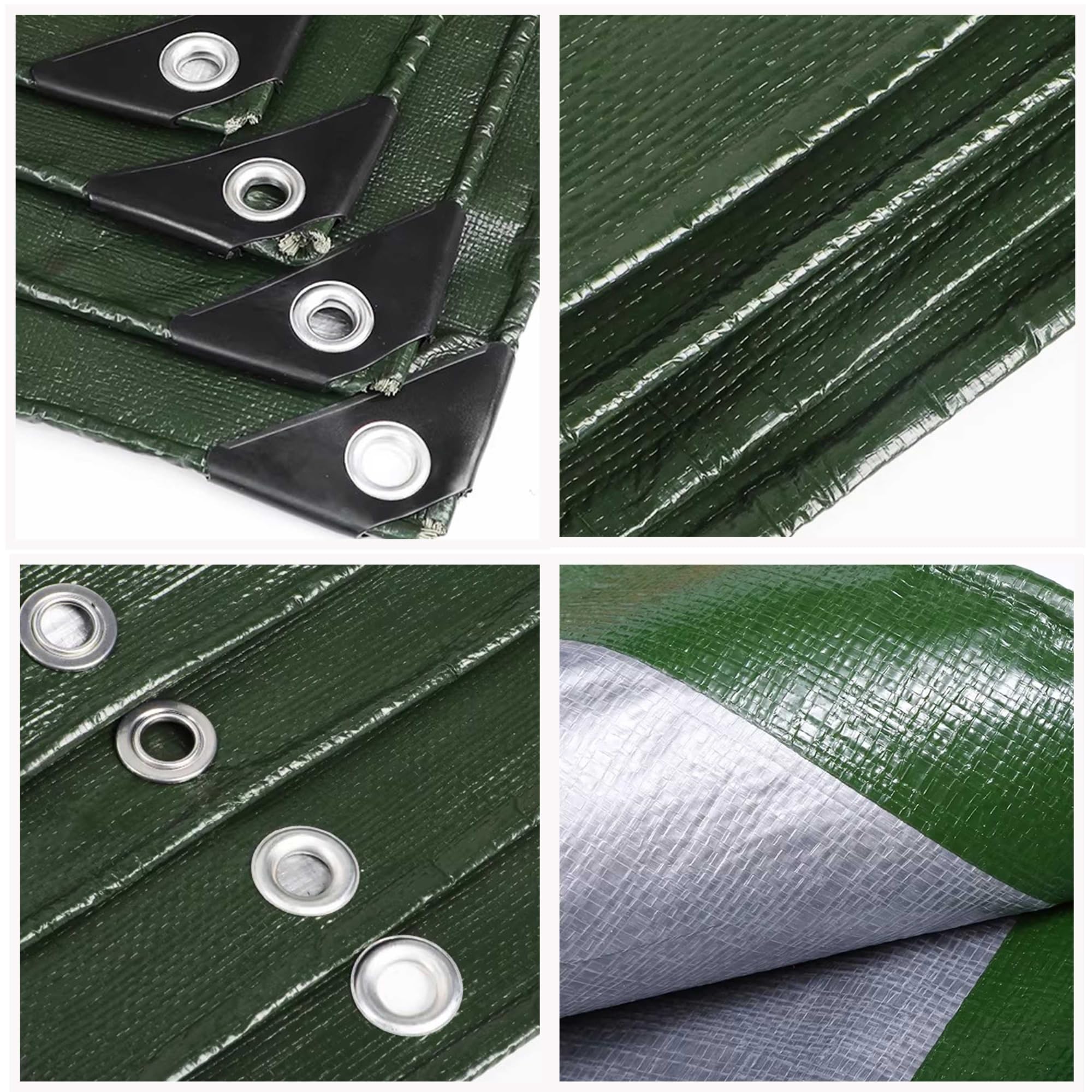 Bâche de Protection en Polyéthylène 200g/m² PE 5x7m l'extérieur Imperméable Ultra Lourde Toile de Résistante Revêtue des Deux côtés indéchirable, résistante aux UV, à la moisissure,Vert argenté