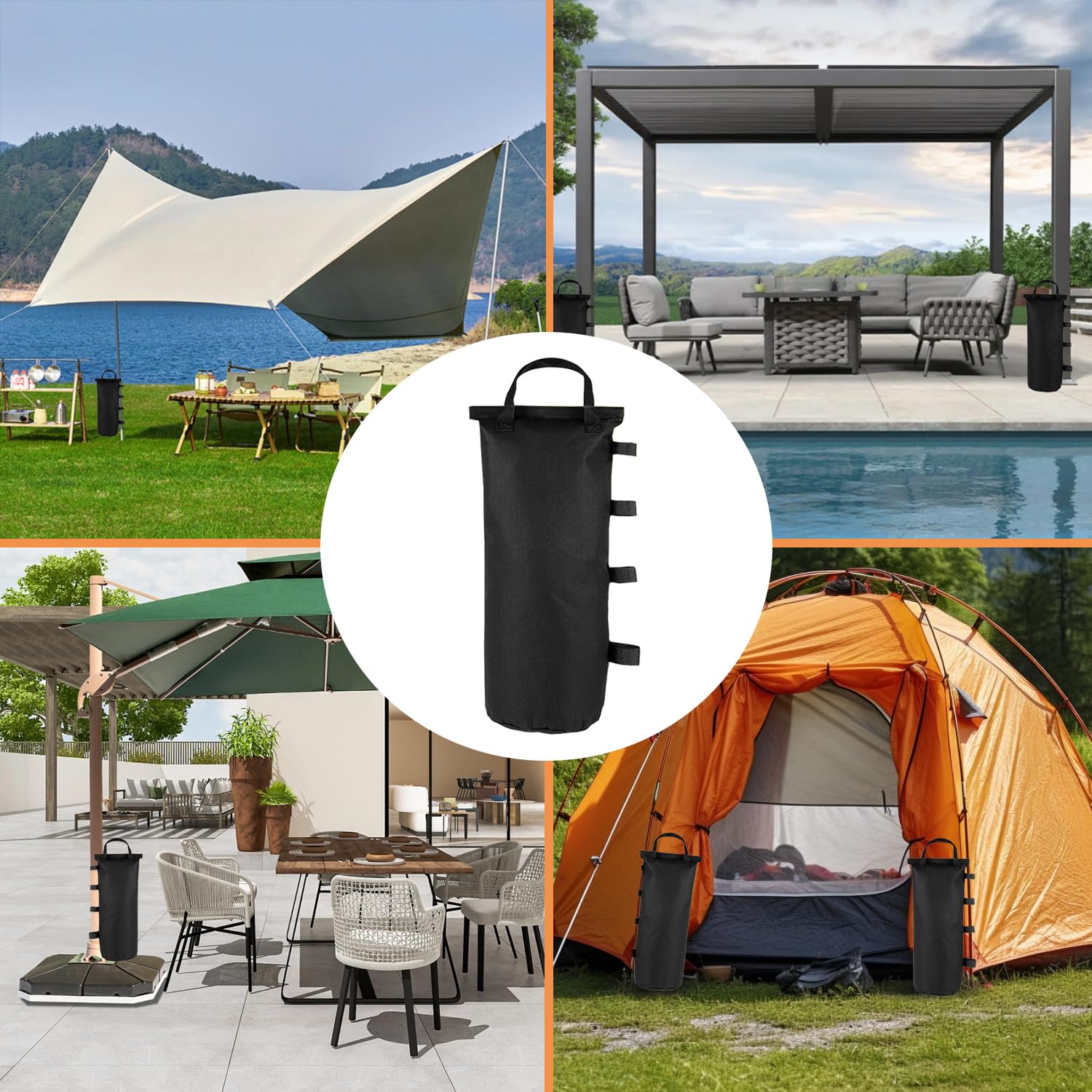 8 Stück Sandsack,Gewichte für Pavillon 50x20cm,Sandbag Pergola 600D Wasserdicht Oxford Stoff,Sandsäcke Pavillon für Jede Pop Up Pavillo-n Zelte Vordach Outdoor Patio