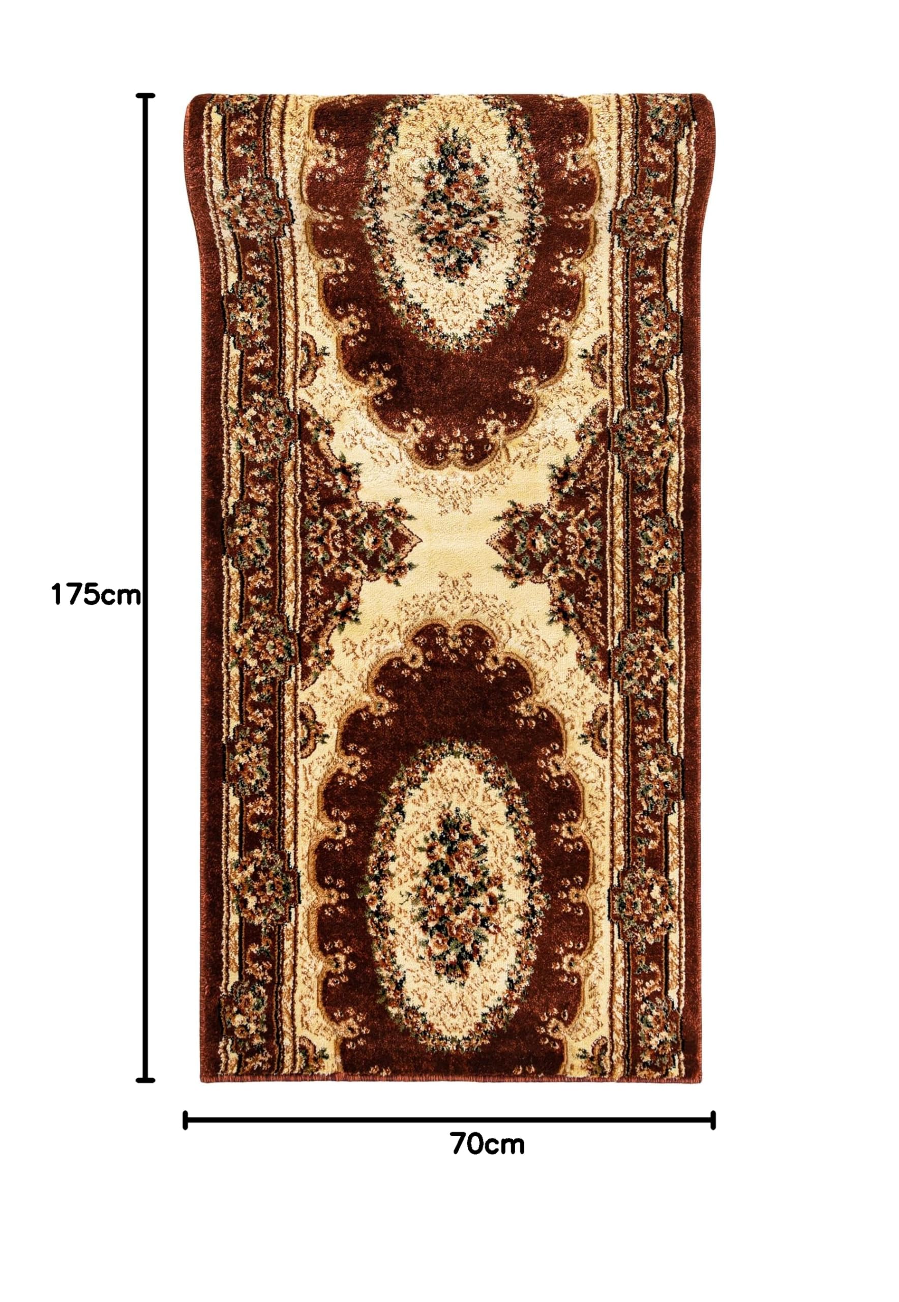 Mazovia Läufer Flur 70x175cm Braun Klassisch Traditionell Weich Mittelflor