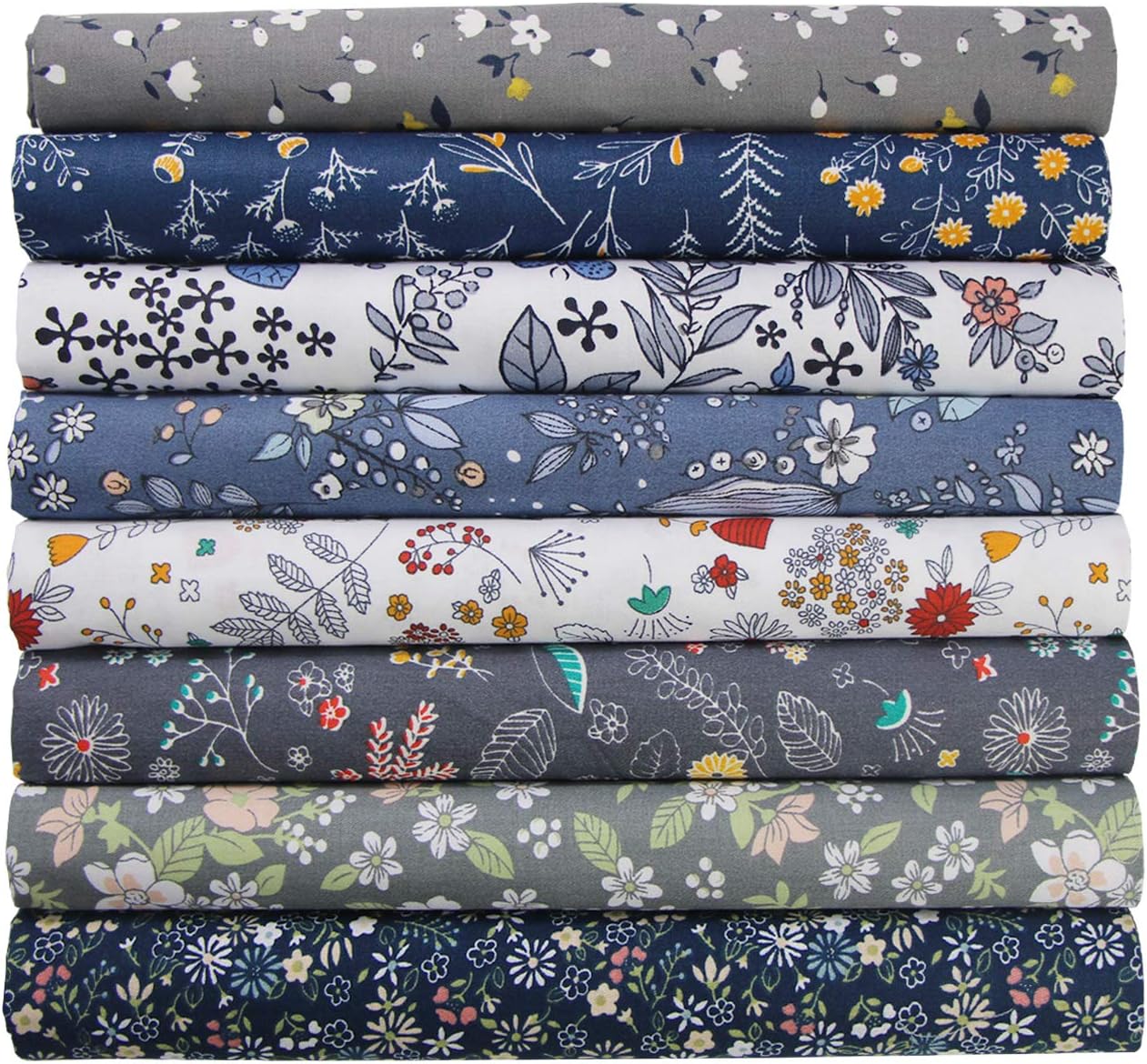 aufodara 8pcs Cotton Fabric Squares Patchwork 50 x 50cm Sewing Quilting Bundle DIY Crafting Fabric (Colors A)
