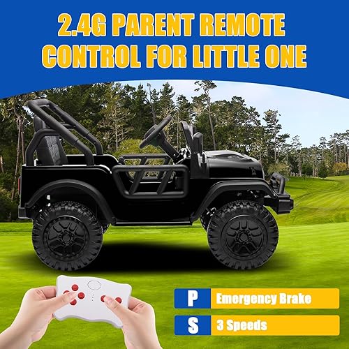 Miniatura 3 de POSTACK Auto de paseo de 24 voltios con control remoto parental, vehículo eléctrico alimentado por batería 4x4, juguete UTV 4WD para que los niños