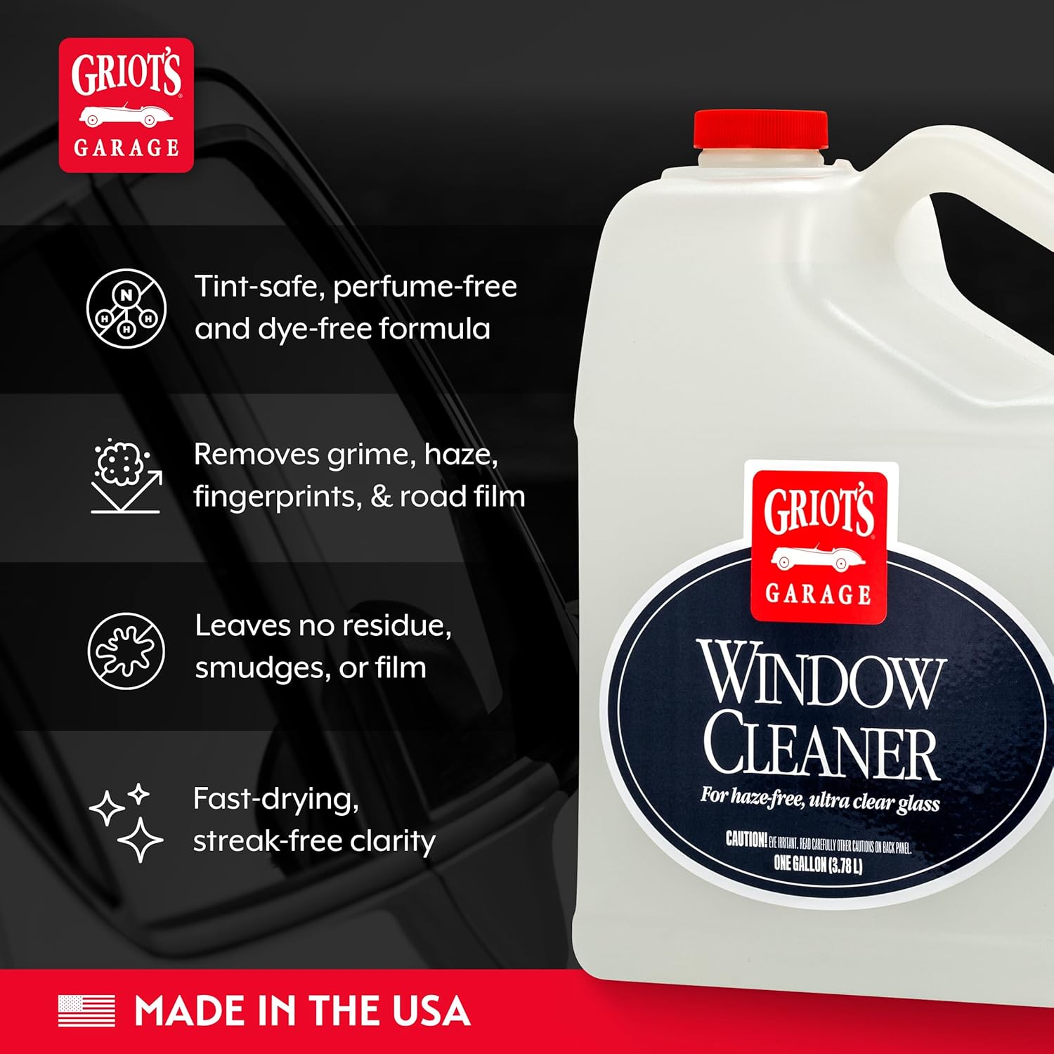 Griot's Garage Window Cleaner, Cleaning Spray for Automotive Windows, Mirrors, Shower Doors, and More, 11101, One Gallon