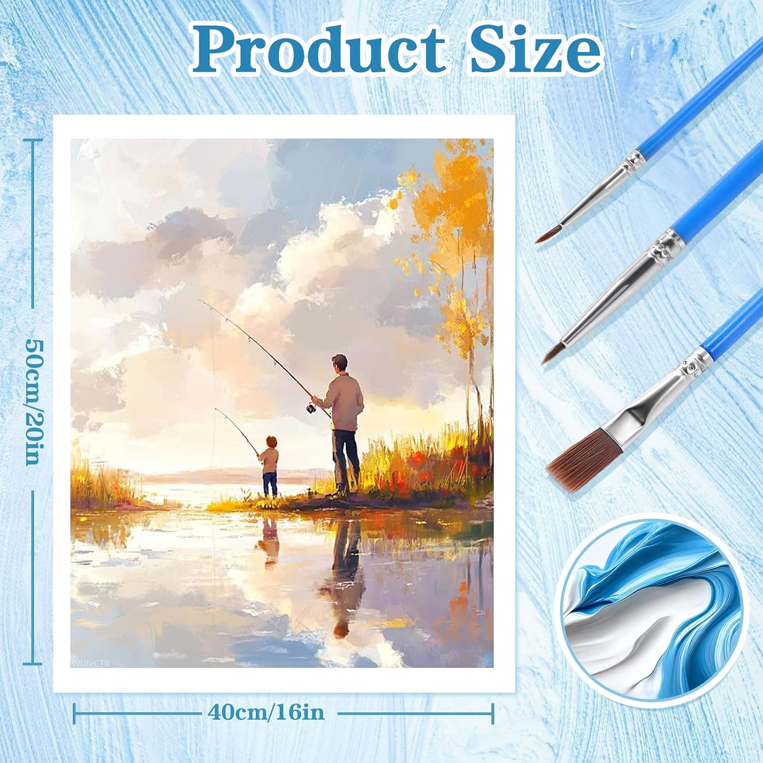 WUIVCTR Father Fishing Family Paint by Numbers for Adults, Warm Father Paint by Numbers Kits for Beginner, Paint by Number on Canvas for Holiday Home Wall Decor 16" W x 20" L image 3