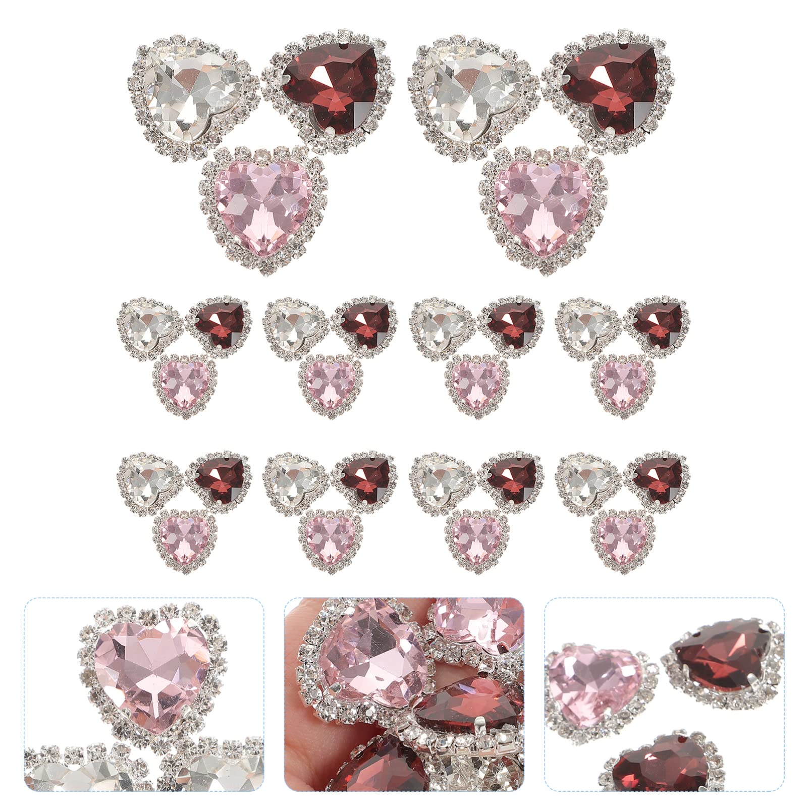 Cabilock 5 Sätze Kleidungszubehör Selber Machen Reize Nägel Diamanten Bausätze Nagel Charms Herzförmige Diamanten Perlen Schmuck Edelsteine Juwelen Kunst Bausatz Strasssteine 30 Stück * 5