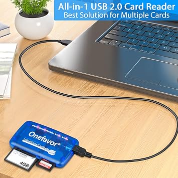 SmartMedia Cards Reader Writer, All-in-1 USB Universal Multi-Card Memory Cards Reader for Windows, Mac, Linux (Card Reader + Type-c Adapter)