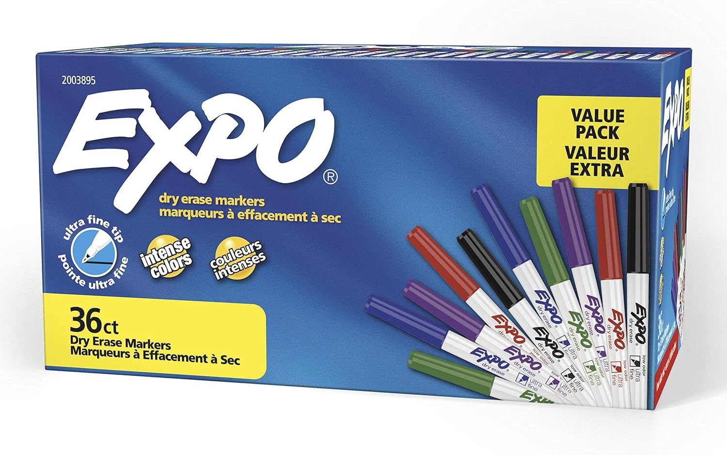 EXPO 1884309 Low-Odor Dry Erase Markers, Ultra Fine Tip, Assorted Colors, 8-Count : Office Products