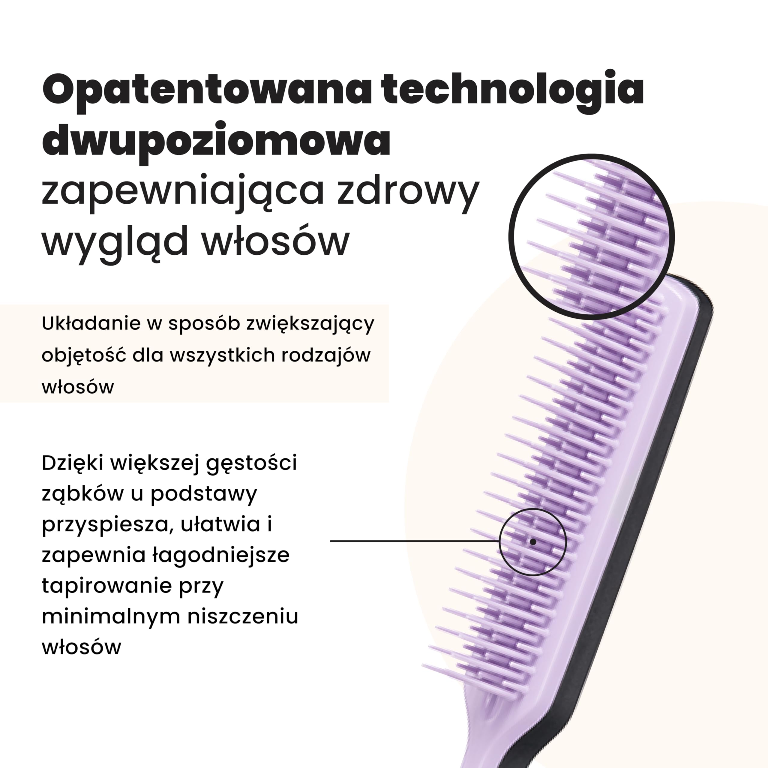 Tangle Teezer The Ultimate Volumizer do wszystkich rodzajów włosów - dodaje wysokości, tekstury i objętości - delikatny grzebień do tapirowania minimalizuje niszczenie włosów - Czarna/Liliowa