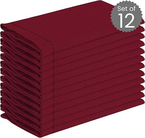 Miniatura 2 de Dine n Decor Juego de 12 servilletas de cena de tela con dobladillo, 100% algodón - suaves, duraderas, lavables - ideales para eventos, bodas, días