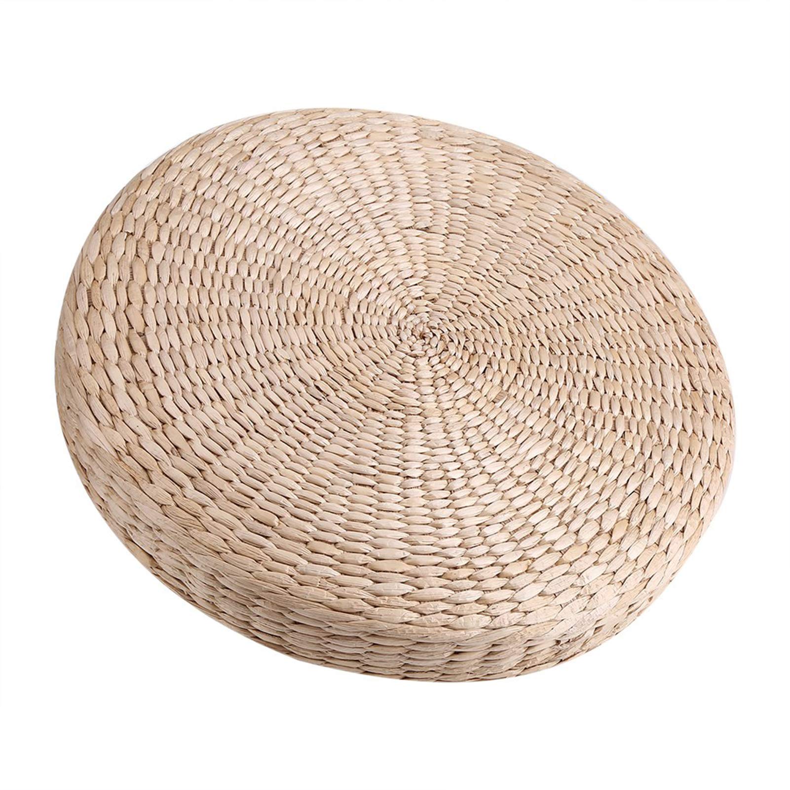 Coussin de Sol en Paille Rond 40 cm pour Méditation Yoga Extérieur, Tapis de Sol Naturel en Paille pour Tatami Intérieur et Extérieur, Coussin Rembourré Doux pour Séances de Relaxation