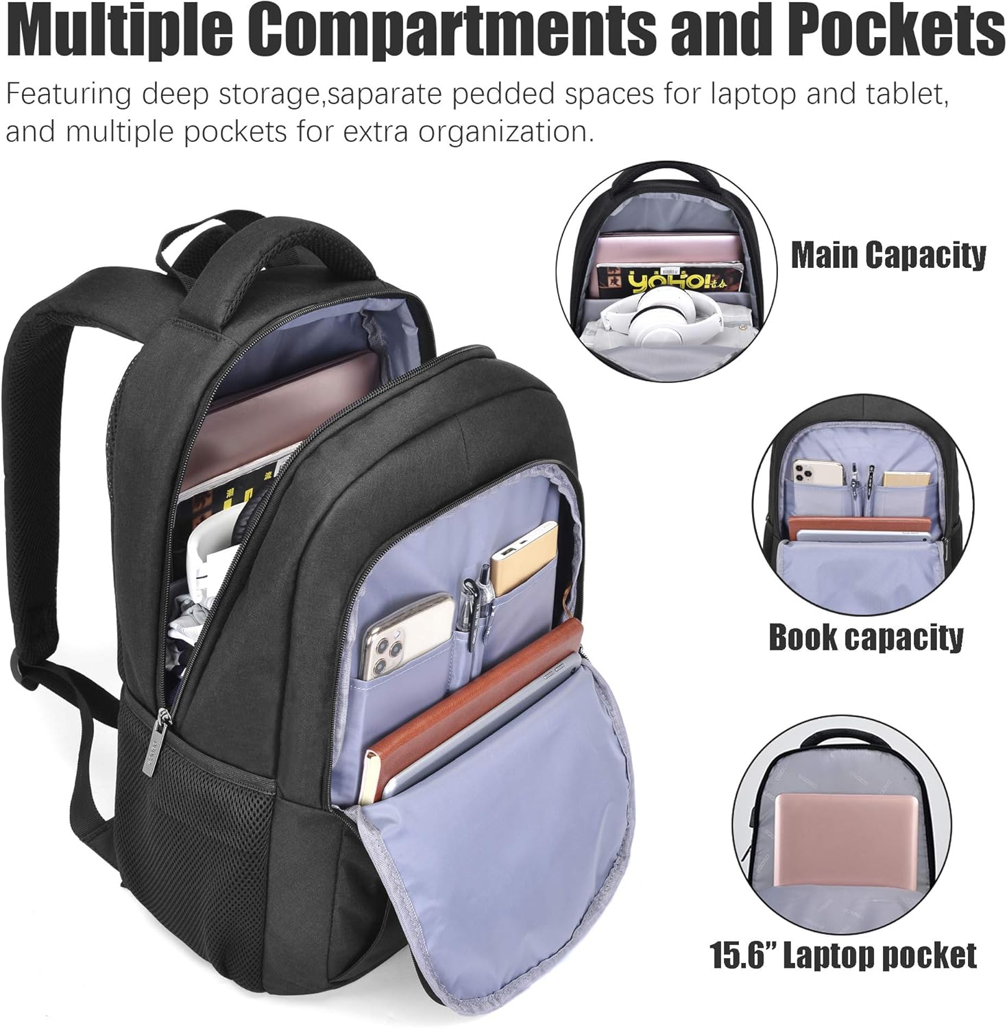 Tech Deals 🔥 OSOCE Travel Laptop Backpack Durable Water Resistant College School Fits 15.6 Inch Laptop Notebook