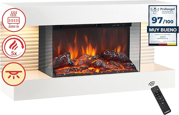 KAMINIO Chimenea Eléctrica Liz con Efecto de Llama 3D