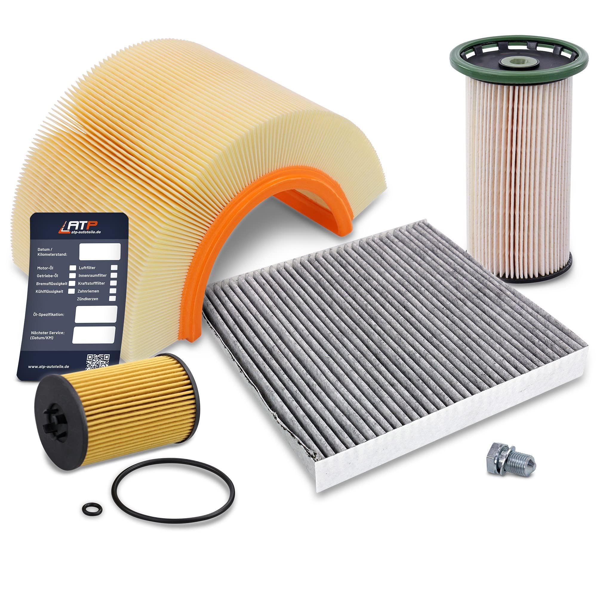 BESTPRICE Set di filtri di ispezione con 1x filtro olio, 1x filtro carburante, 1x filtro aria abitacolo, 1x filtro aria, 1x tappo di scarico olio con guarnizione, 1x cartellino cambio olio