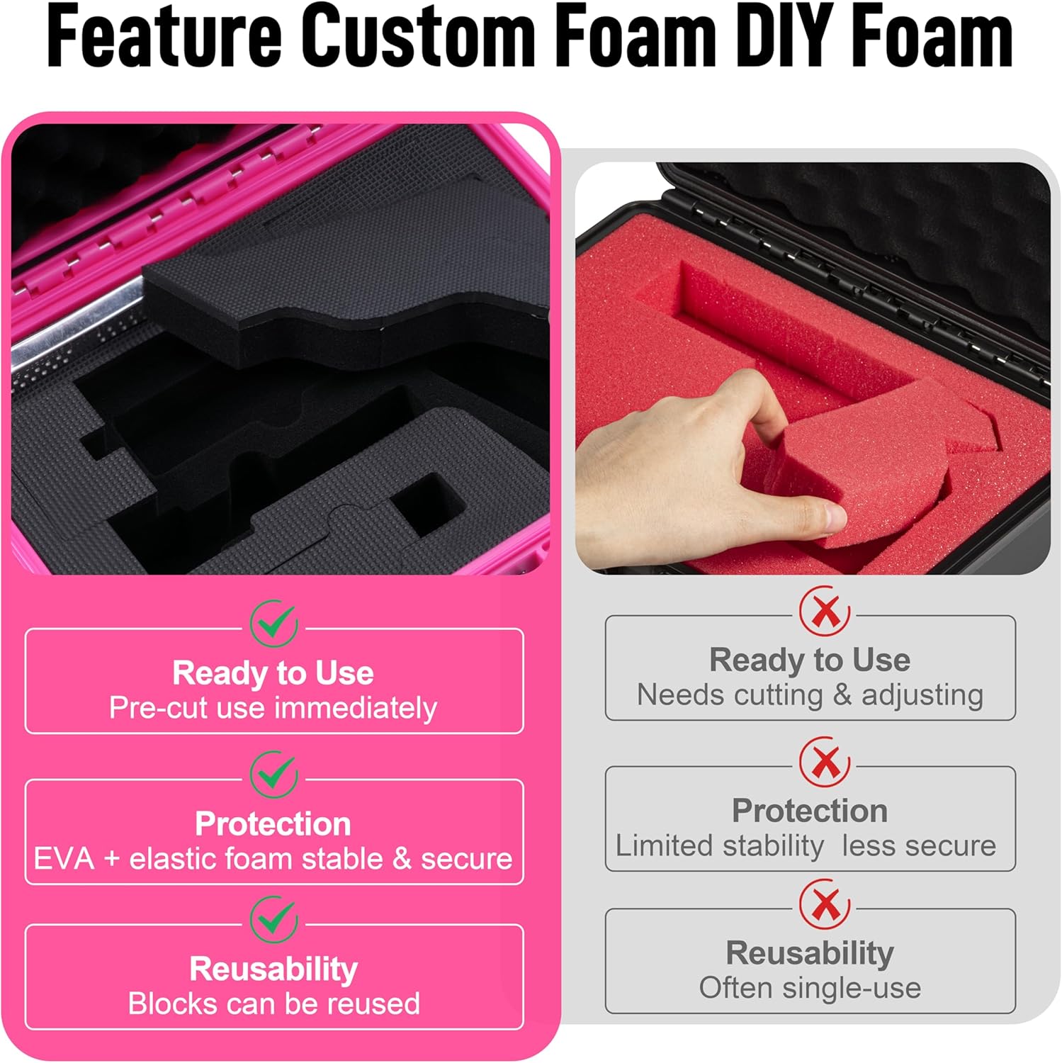 Kinghardcase Pink TSA Approved Pistol Case for Smith & Wesson – Lockable Hard Handgun Case for Travel & Home Storage – Fits M&P 2.0 Full Size & M&P9 Shield Plus with Optic & Tactical Light