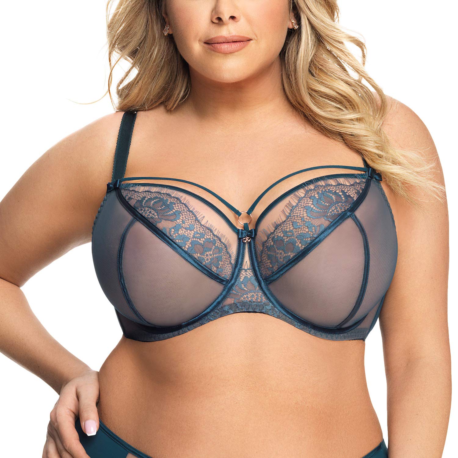 Gorsenia Underwired Lace Non Padded Bra K496 Paradise, Green,32FF