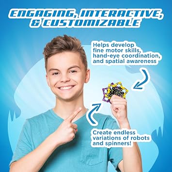 Robo Spinner Fidget Spinner Toys, 4 Pack - Transformable Sensory Fidget Toy for Kids & Adults - Stress Relief Anxiety Toy for Boys & Girls - Build Endless Shapes, Robot Party Favors, Birthday Gifts