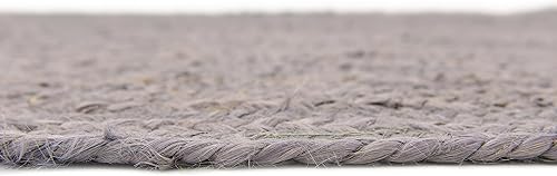 Miniatura 8 de Unique Loom Alfombra trenzada de la colección de yute - Dhaka (2 pies 7 pulgadas x 6 pies 1 pulgada, color gris)