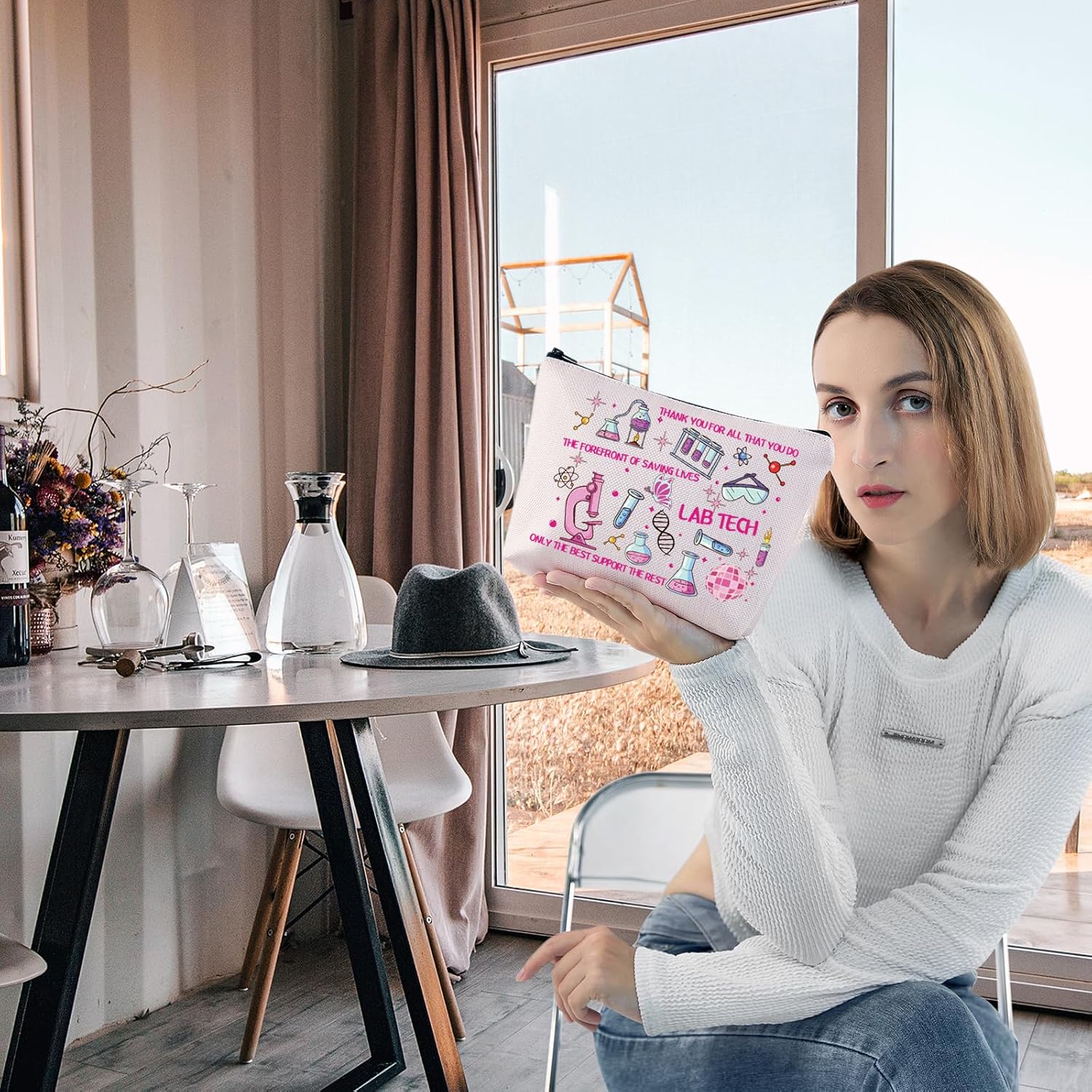 Zuo Bao Lab Tech Makeup Bag Lab Technician Gift The Forefront Of Saving Lives Cosmetic Bag Lab Week 2024 Gift (Lab Tech) - Image 4